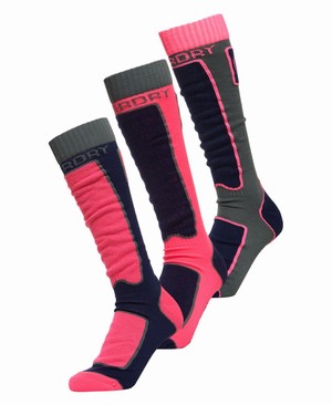 Superdry Snow Sock Triple Pack Női Baselayer Sötétkék/Sötét Szürke/Rózsaszín | YUMTD9024